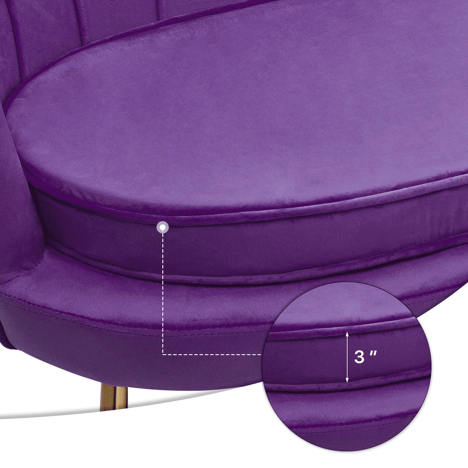 Monibloom Contemporary Velvet Loveseat Chair with Gold - Finished Metal Legs, 2 - Seater Sofa with Two Pillows for Living Room, Bedroom, Home Office, Purple