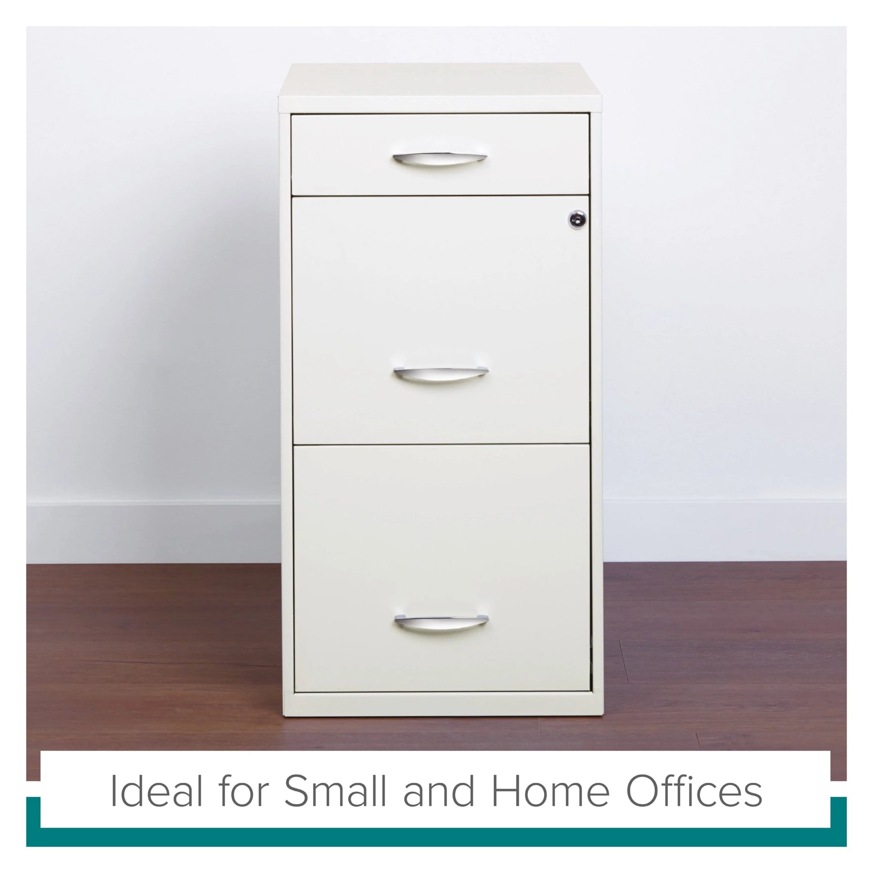 Space Solutions 3 Drawer Letter Width Vertical File Cabinet with Pencil Drawer, White