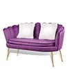 Monibloom Contemporary Velvet Loveseat Chair with Gold - Finished Metal Legs, 2 - Seater Sofa with Two Pillows for Living Room, Bedroom, Home Office, Purple