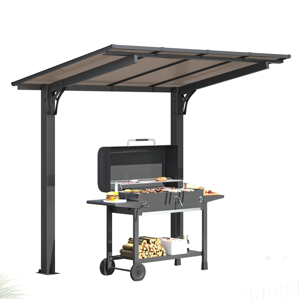 AECOJOY 8' x 5' Gazebo Outdoor Pergola for Patio, Freestanding Lean to Hard Top Grill Gazebo