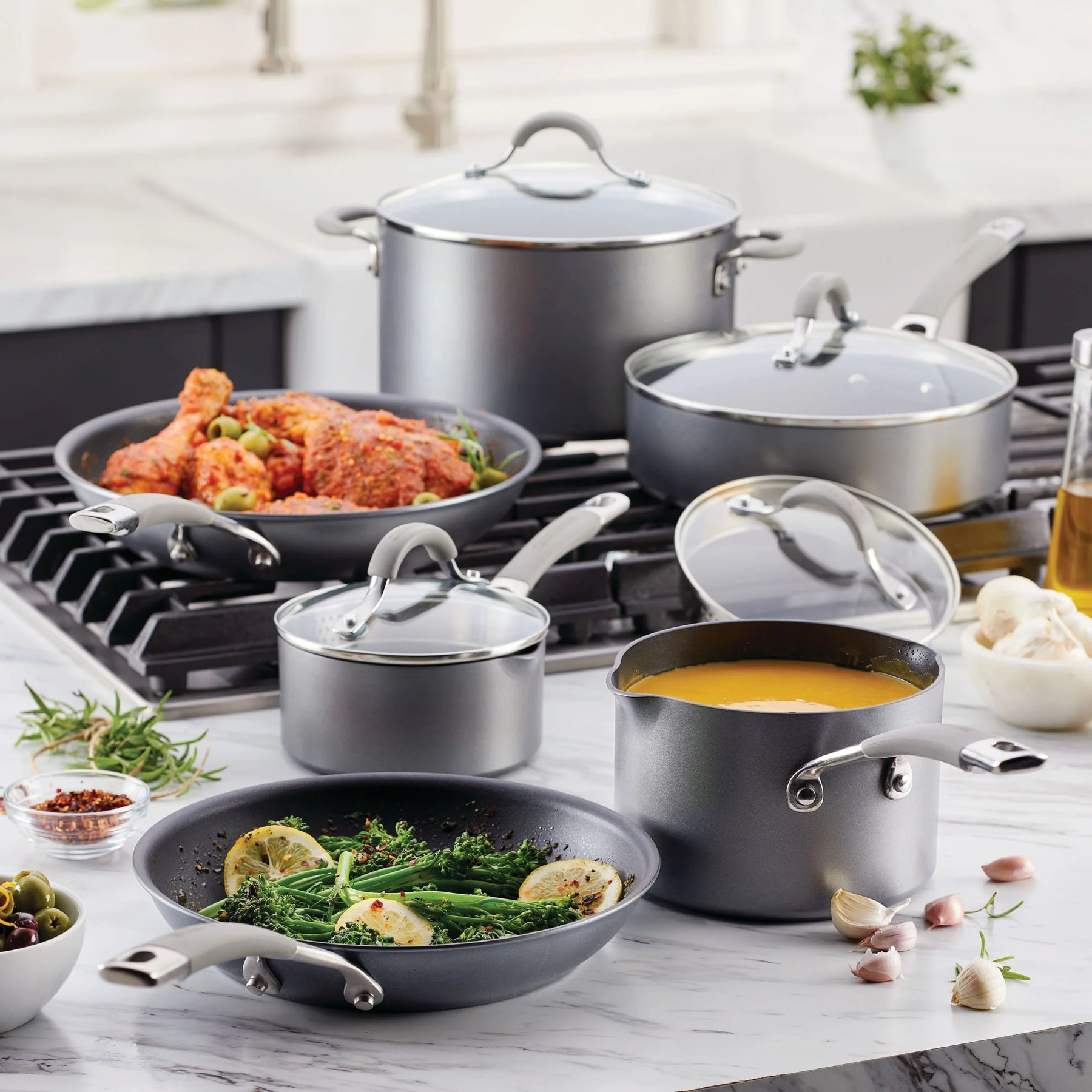 Circulon Elementum Hard - Anodized Nonstick Cookware Set, 10 - Piece, Gray