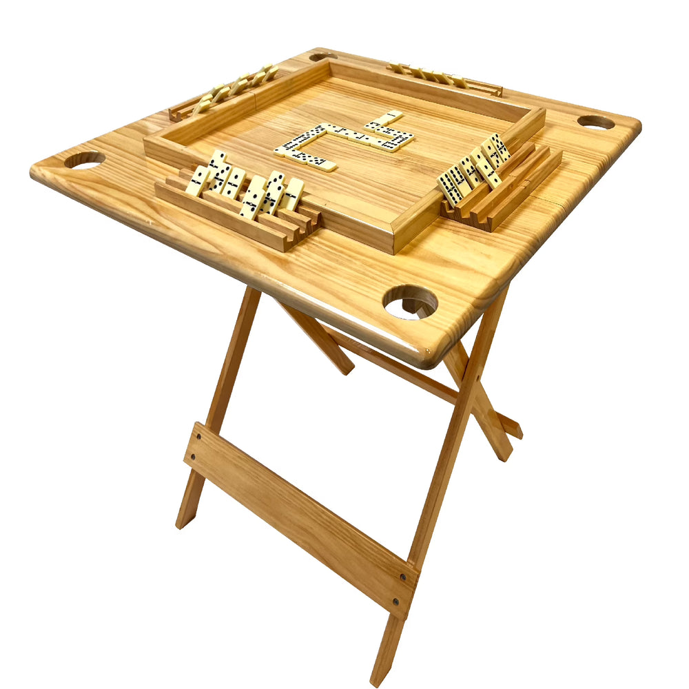 Wood Domino Table Solid Wood Folding and Portable Built - in Dominoes Holders Full Size Portable and Foldable Fits in Closet or Garage