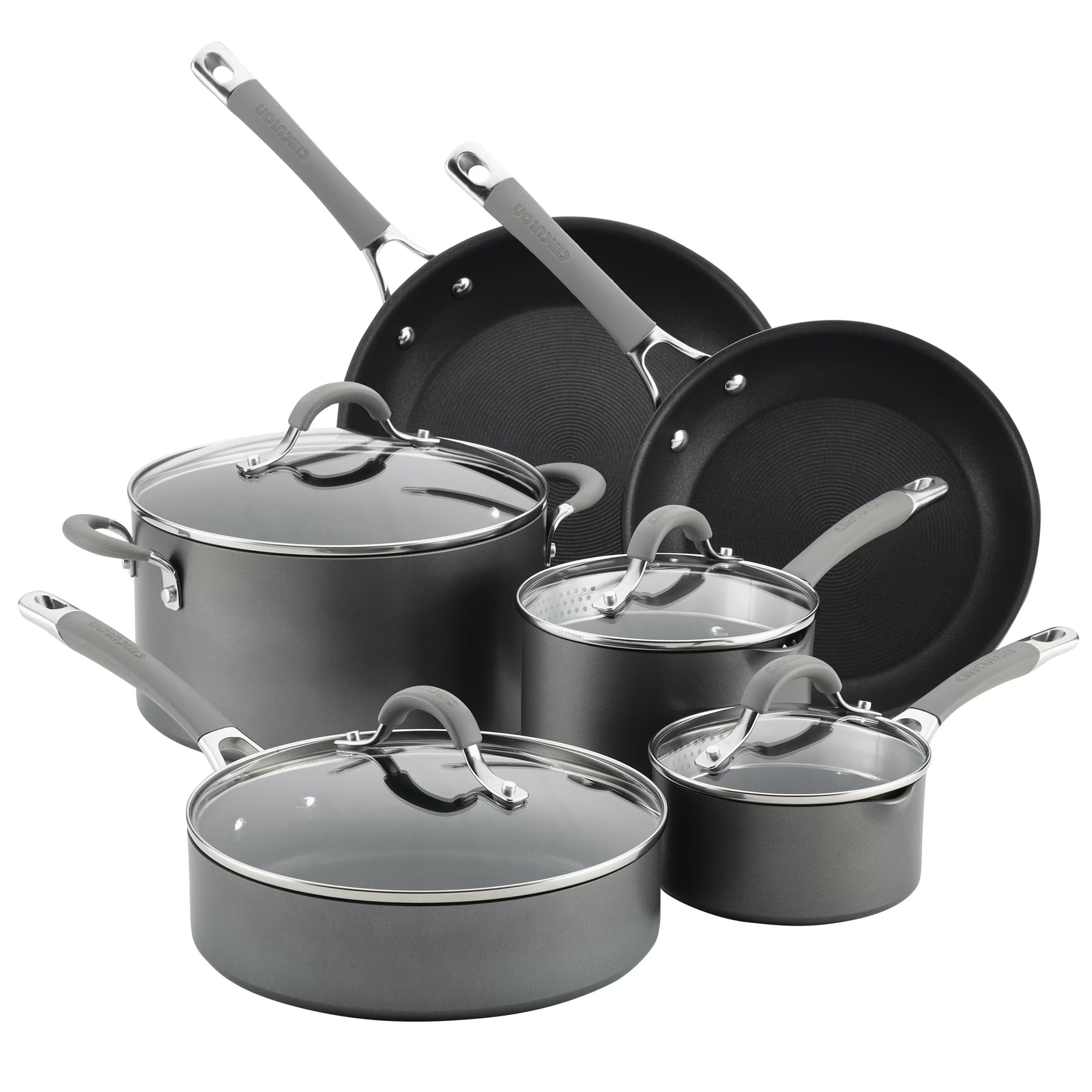 Circulon Elementum Hard - Anodized Nonstick Cookware Set, 10 - Piece, Gray